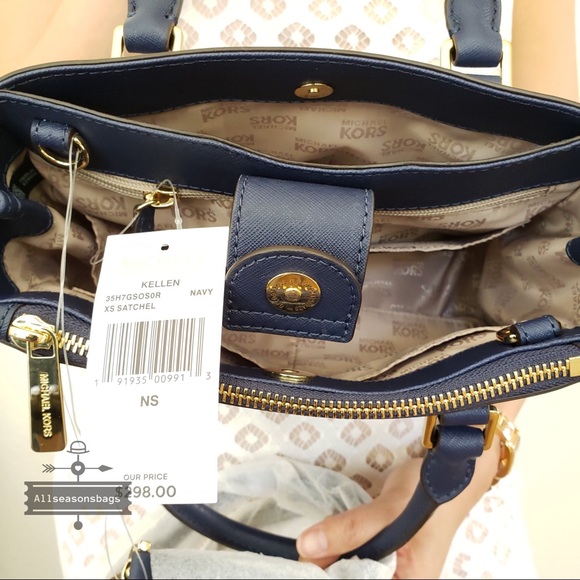 NWT Michael KORS Kellen Floral Navy Satchel Bag - Picture 6 of 8